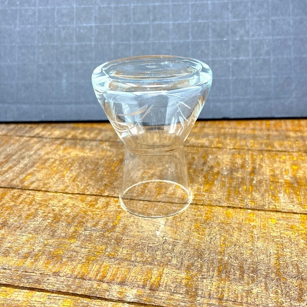 Beautiful Vintage Small Etched Glass Beakers Set of 2 (Rare)